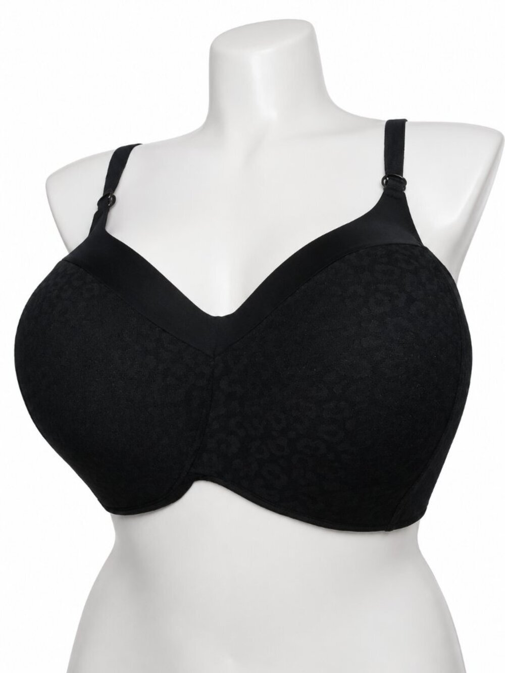 NWT TORRID Wire Free Lightly Lined Animal Lace 360 Back Smoothing Black Bra 48D